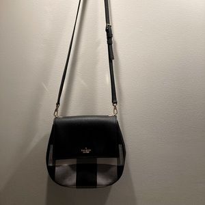 Kate Spade black and white plaid saddle bag